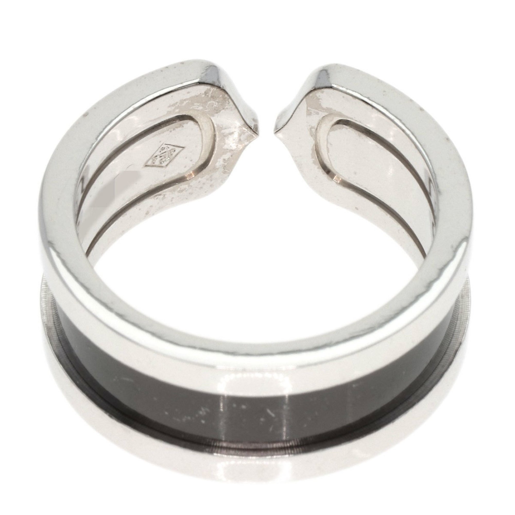 Cartier C2 Black Lacquer #53 Ring, 18K White Gold, Women's, CARTIER