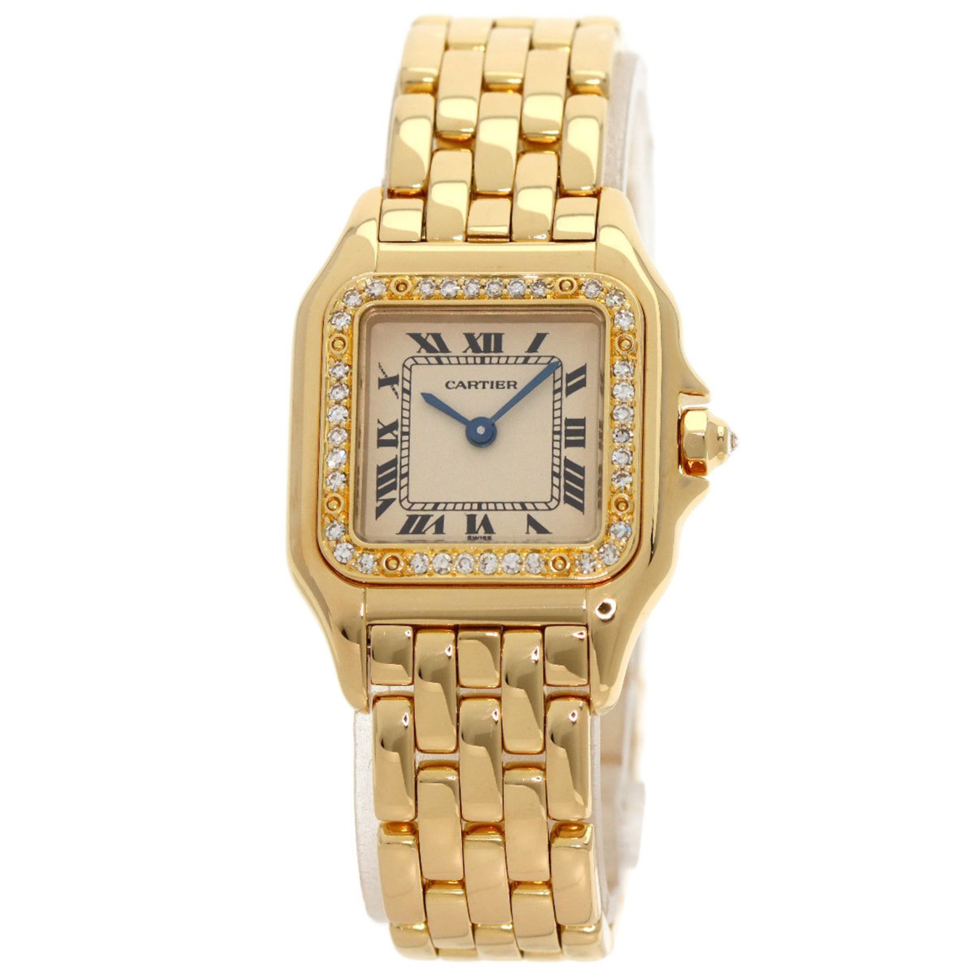 Cartier WJPM0015 Panthere SM Bezel Diamond Watch K18 Yellow Gold K18YG Women's CARTIER