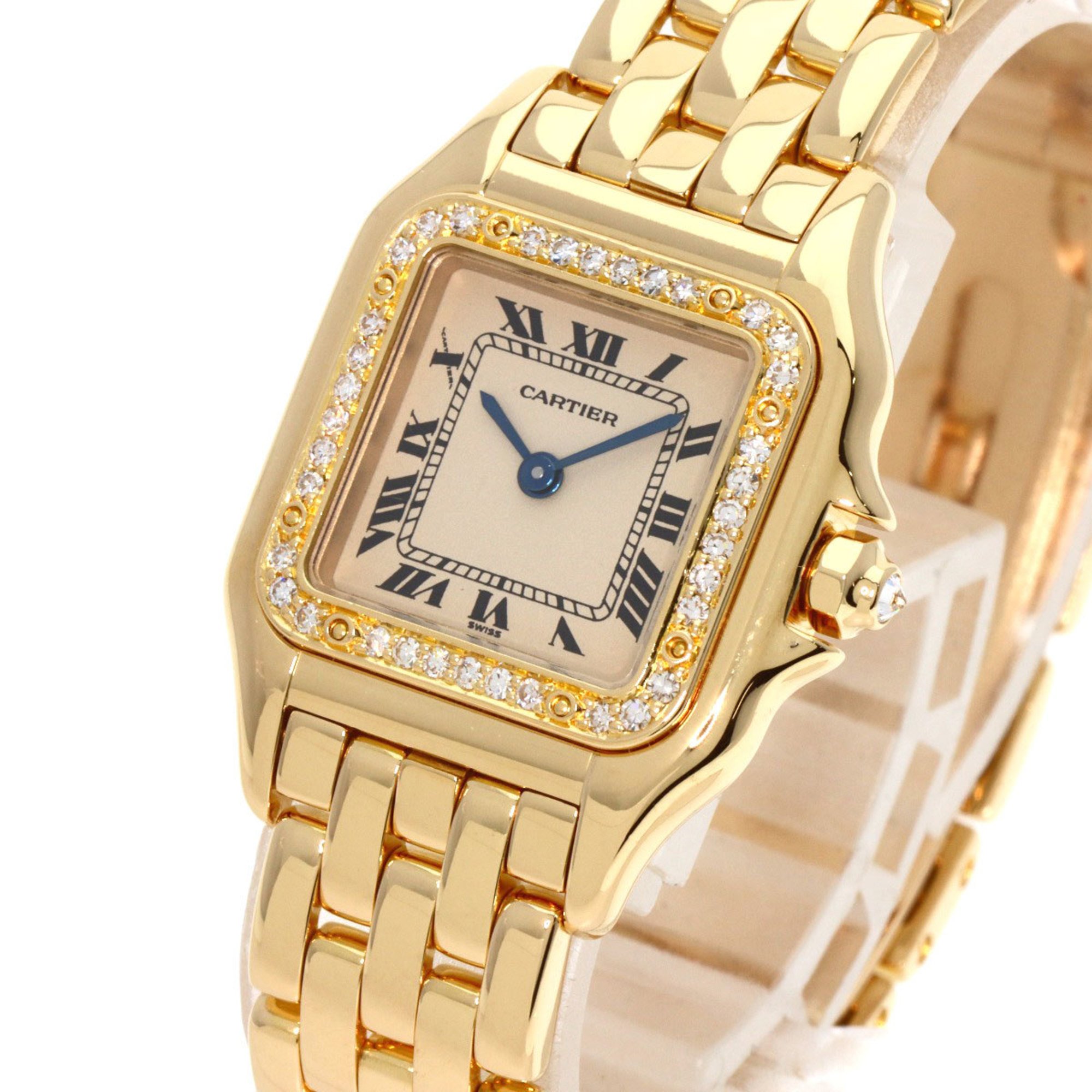 Cartier WJPM0015 Panthere SM Bezel Diamond Watch K18 Yellow Gold K18YG Women's CARTIER