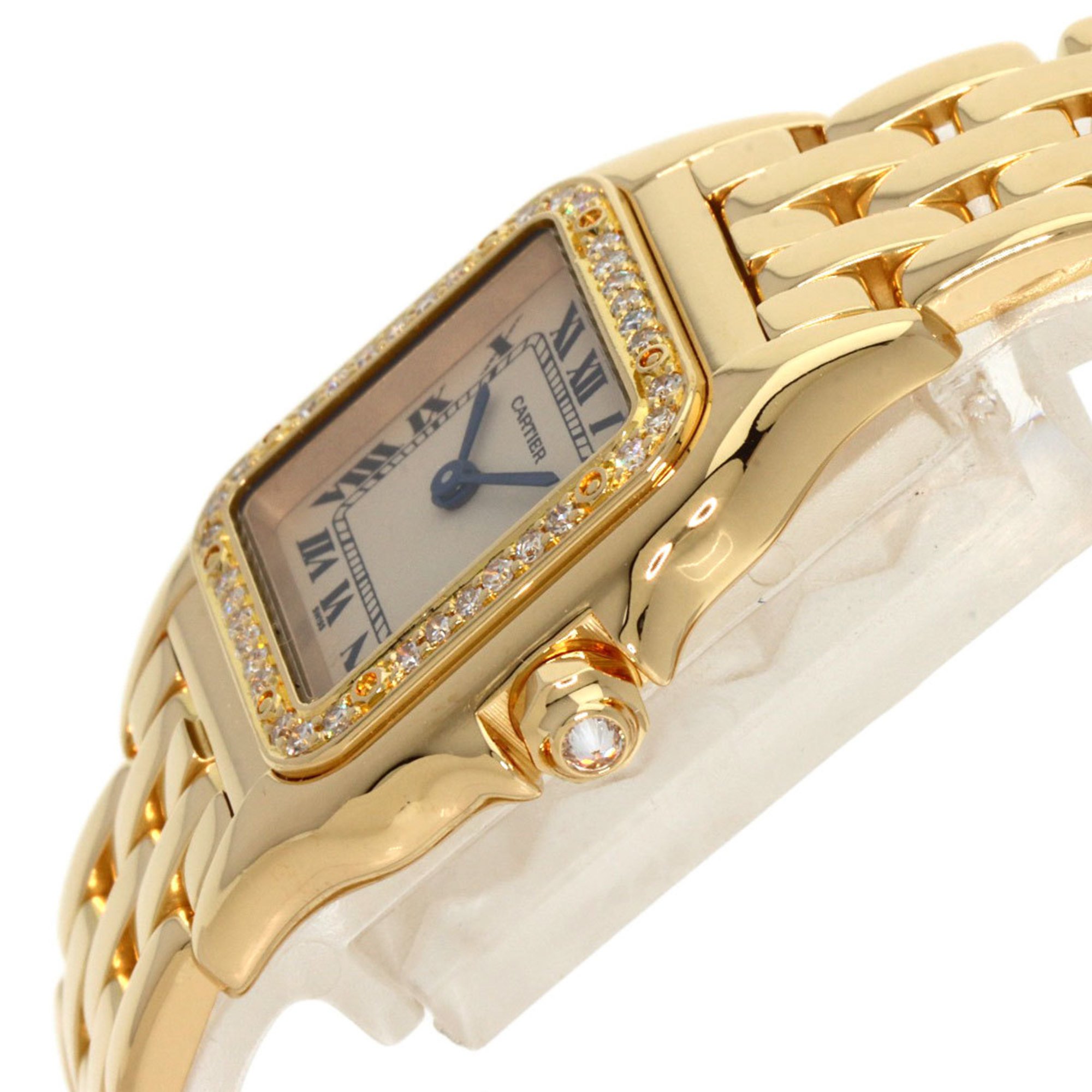 Cartier WJPM0015 Panthere SM Bezel Diamond Watch K18 Yellow Gold K18YG Women's CARTIER