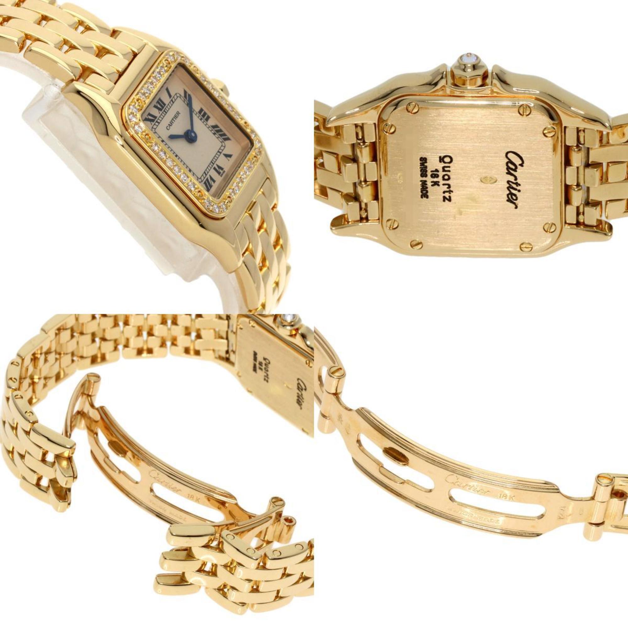 Cartier WJPM0015 Panthere SM Bezel Diamond Watch K18 Yellow Gold K18YG Women's CARTIER