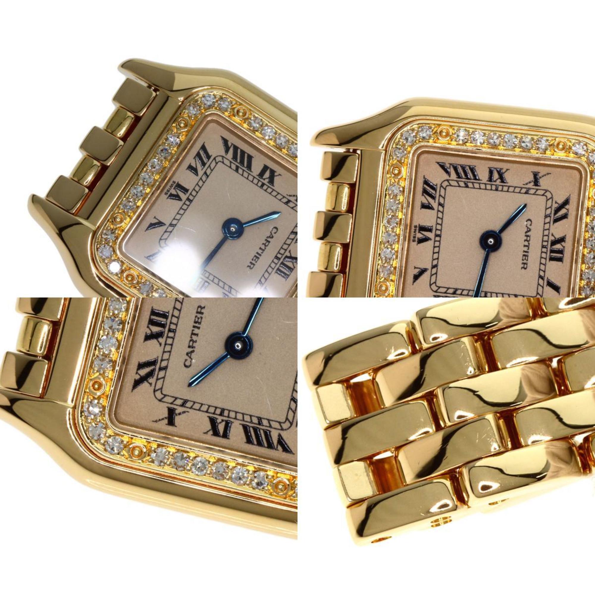 Cartier WJPM0015 Panthere SM Bezel Diamond Watch K18 Yellow Gold K18YG Women's CARTIER