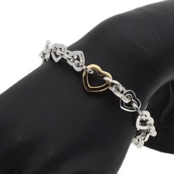 Tiffany & Co. Heart Link Bracelet, Silver, K18YG, Women's, TIFFANY