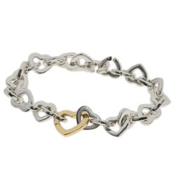 Tiffany & Co. Heart Link Bracelet, Silver, K18YG, Women's, TIFFANY