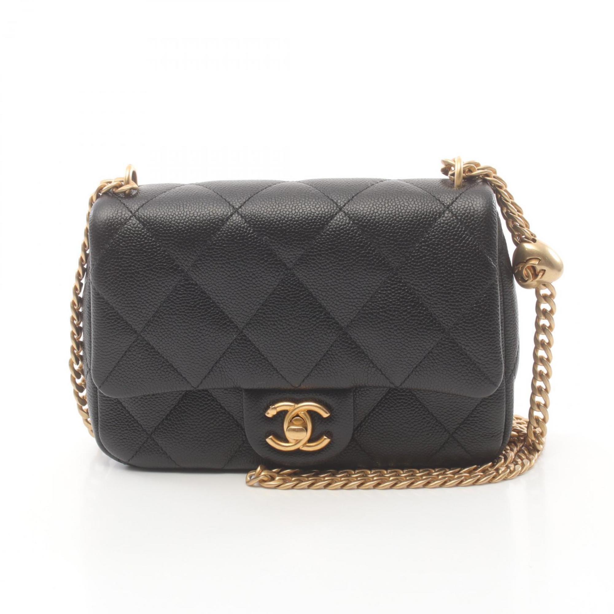 CHANEL Matelasse Shoulder Bag Caviar Skin (Grained Calf) Women's Black AS3828