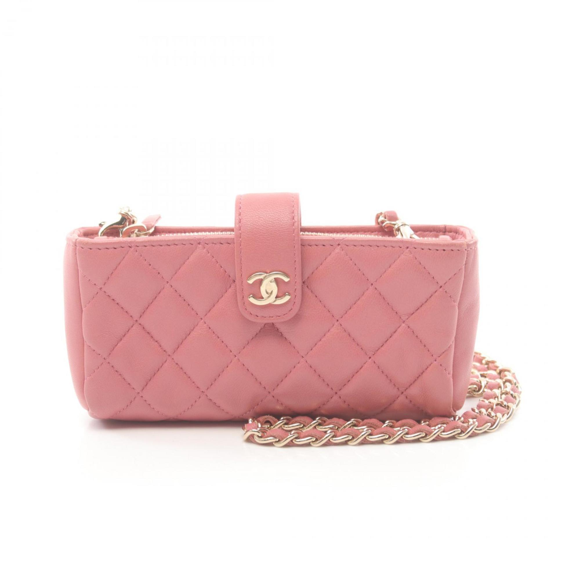 CHANEL Matelasse Shoulder Bag, Lambskin, Women's, Pink