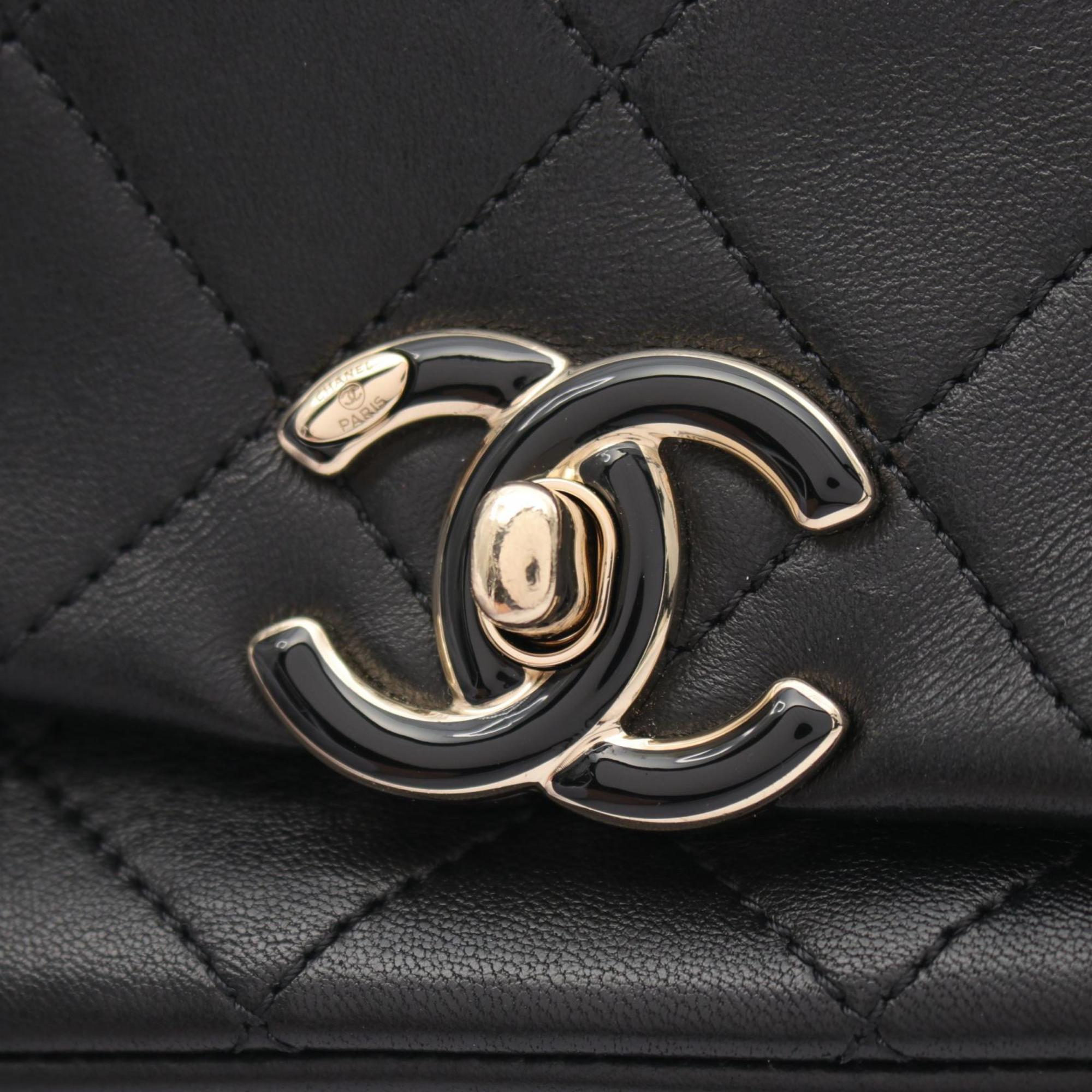 CHANEL Matelasse Shoulder Bag, Lambskin, Women's, Black