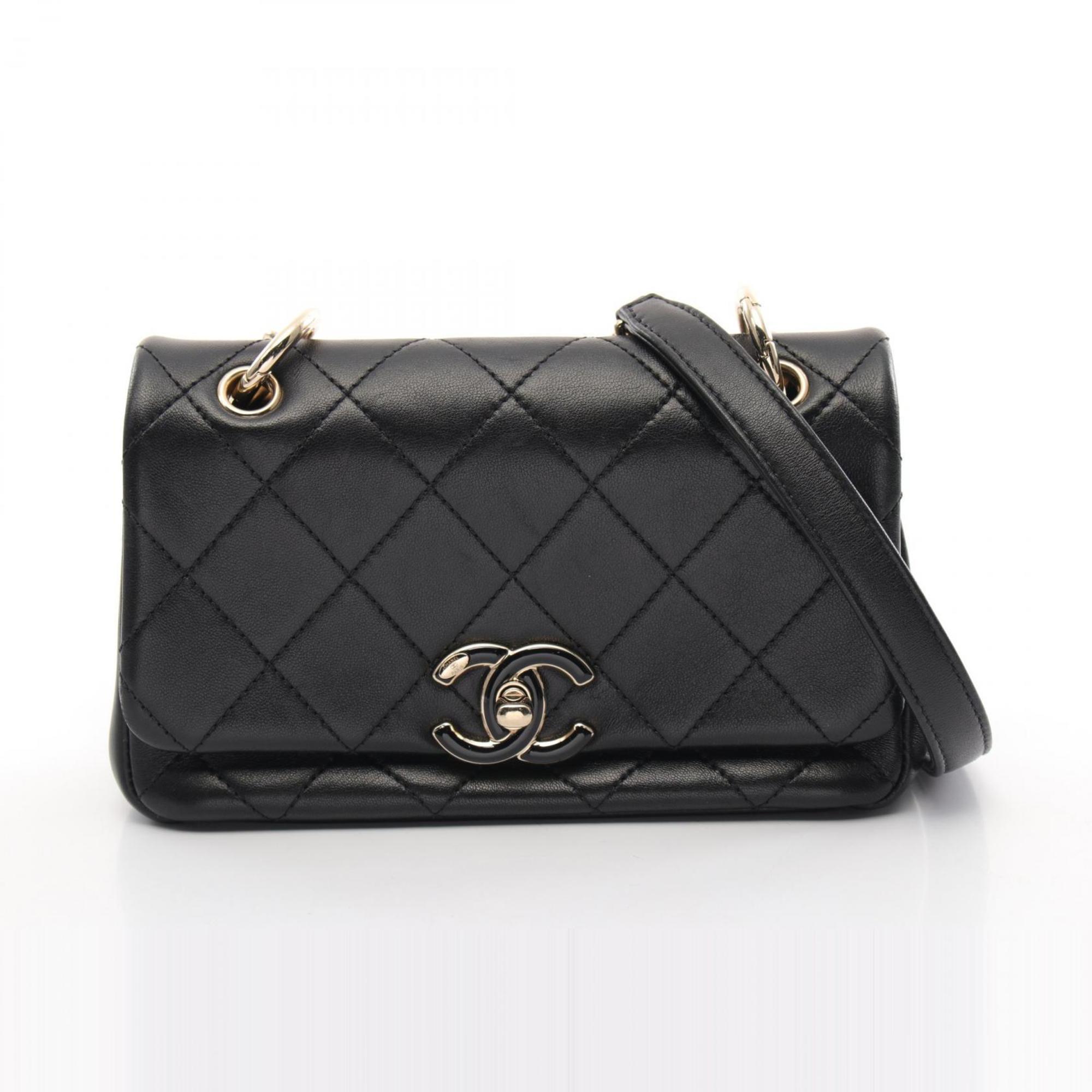 CHANEL Matelasse Shoulder Bag, Lambskin, Women's, Black