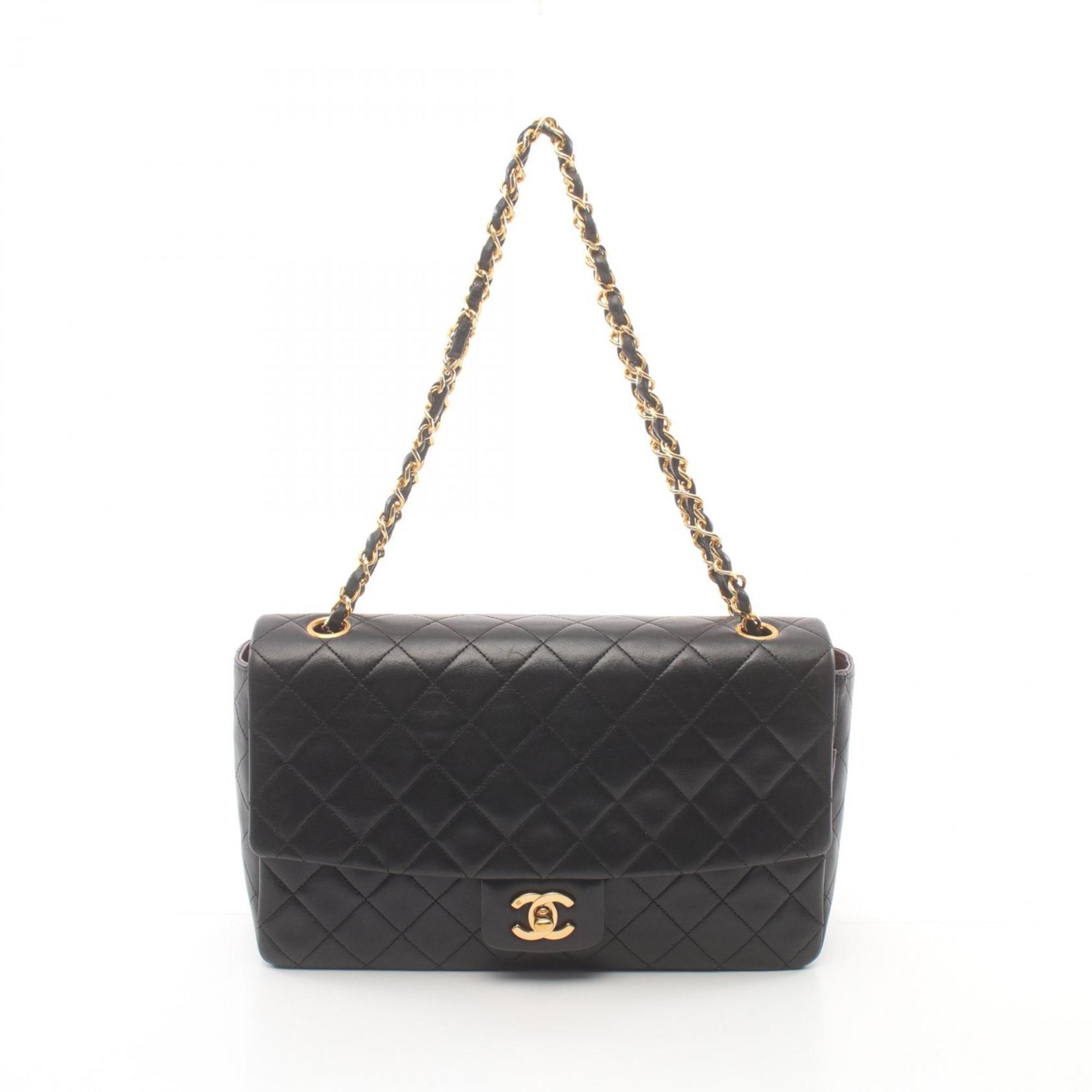 CHANEL Matelasse Shoulder Bag, Lambskin, Women's, Black