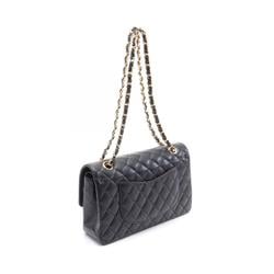 CHANEL Matelasse W-Flap Shoulder Bag Caviar Skin (Grained Calf) Women's Black A01112