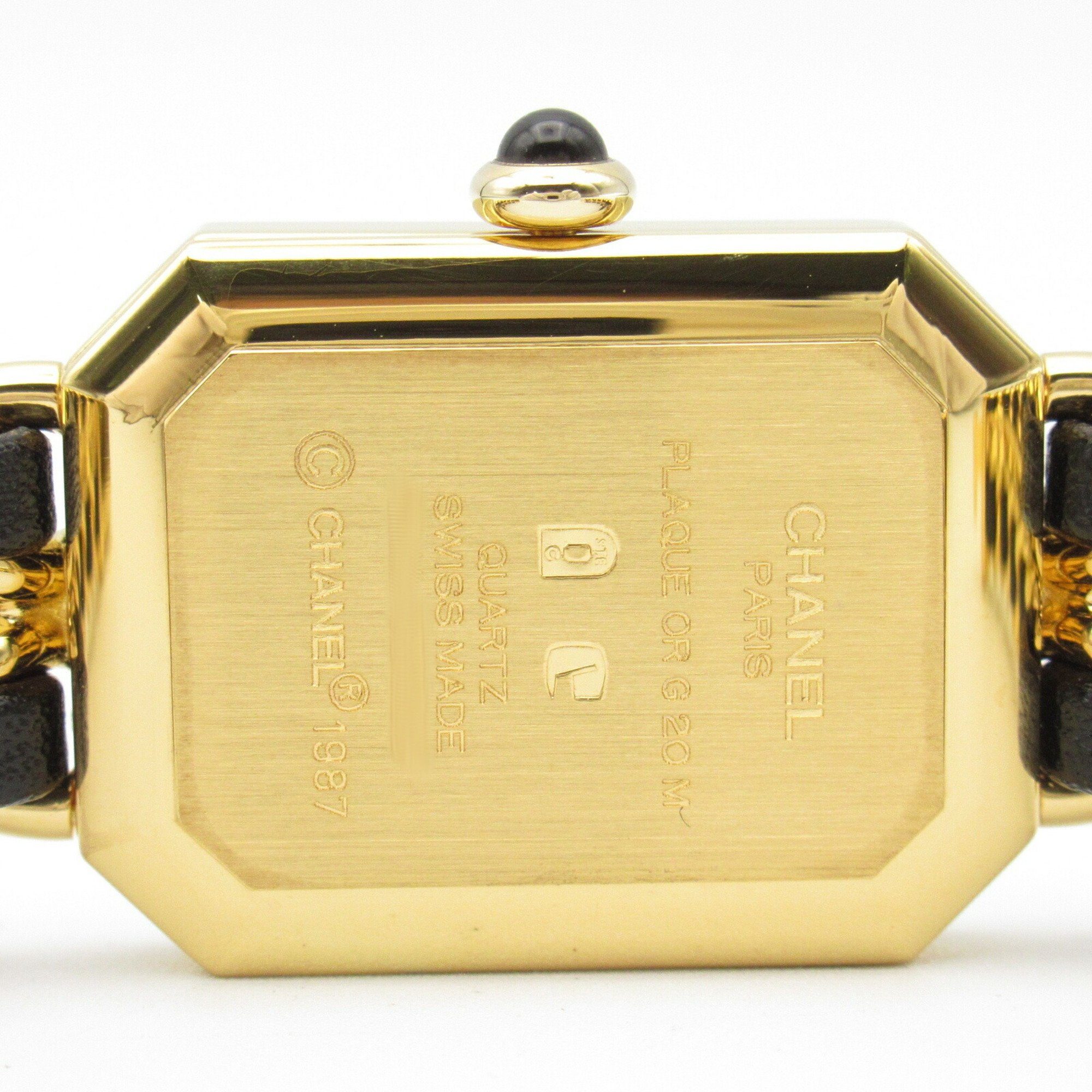 CHANEL Premiere M Watch GP (Gold Plated) Leather Ladies Black H0001