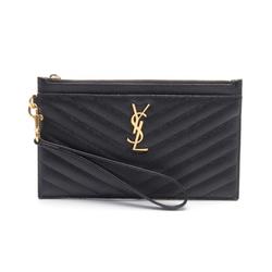 Yves Saint Laurent Saint Laurent Paris SAINT LAURENT PARIS Bill Pouch Monogram Second Bag Clutch Leather Men's Black 636313