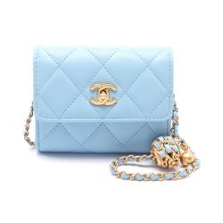 CHANEL Shoulder Bag Leather Women's Blue