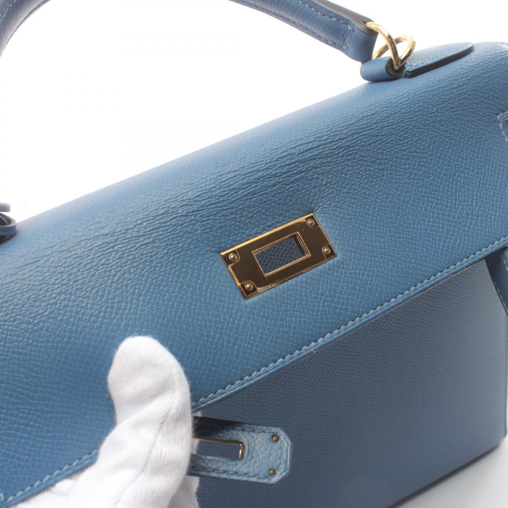 Hermes HERMES Kelly 28 Handbag Bag Epsom Leather Women's Blue