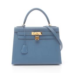 Hermes HERMES Kelly 28 Handbag Bag Epsom Leather Women's Blue