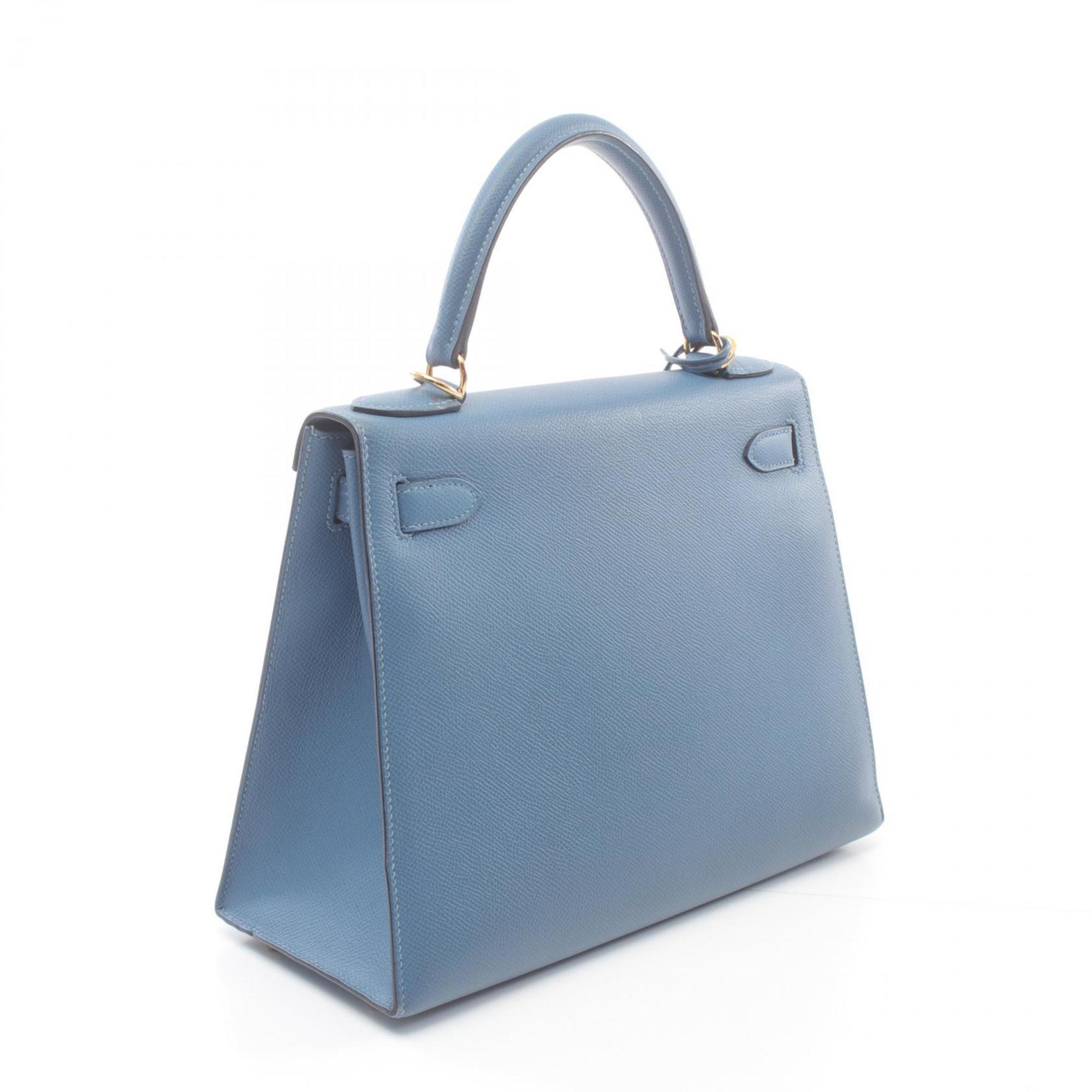 Hermes HERMES Kelly 28 Handbag Bag Epsom Leather Women's Blue