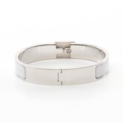 Hermes Click Cadena PM Bangle Stainless Steel Enamel Women's Silver White