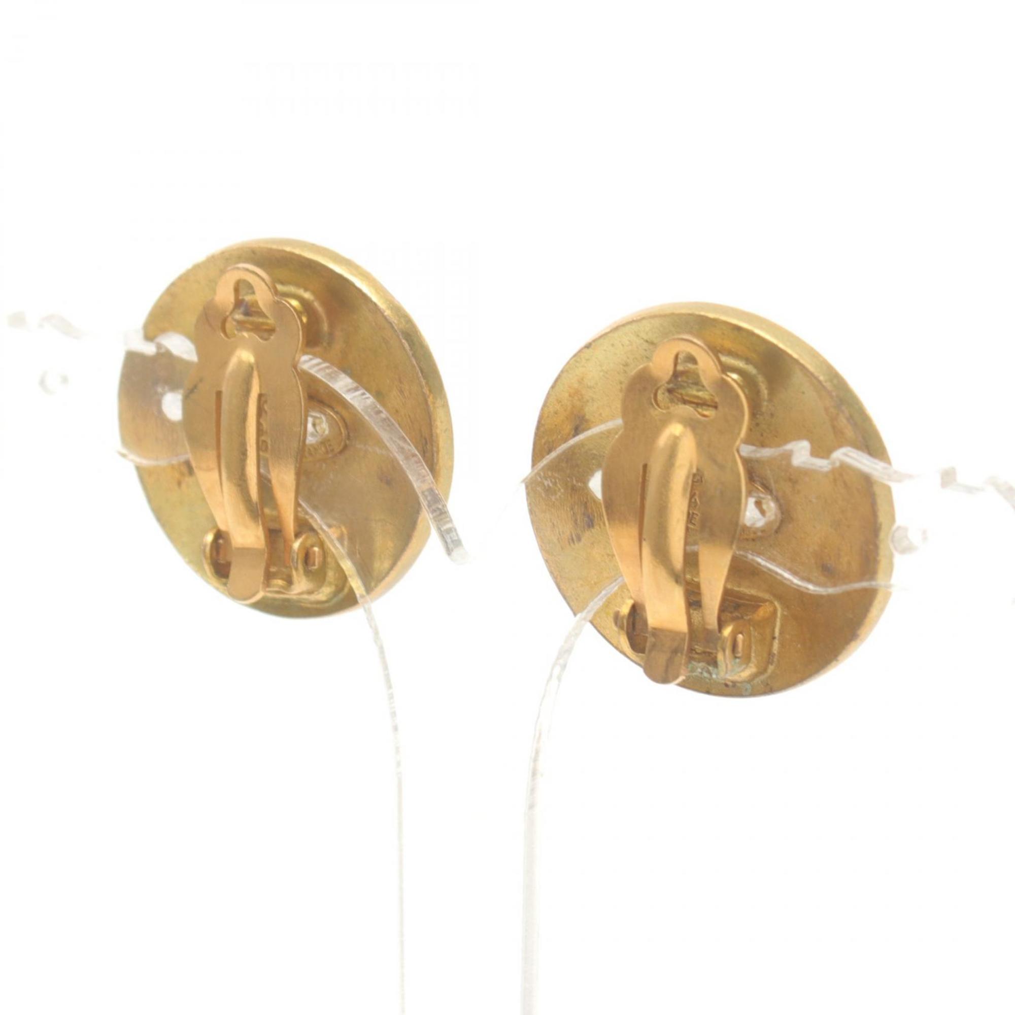 CHANEL Coco Mark Earrings GP (Gold Plated) Women's Gold Black