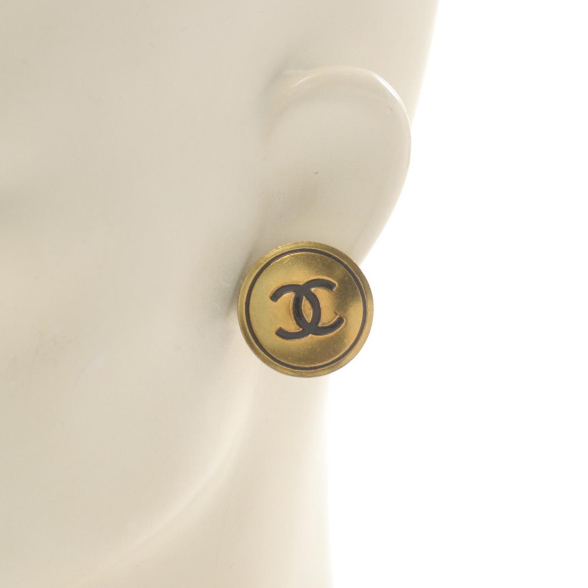 CHANEL Coco Mark Earrings GP (Gold Plated) Women's Gold Black