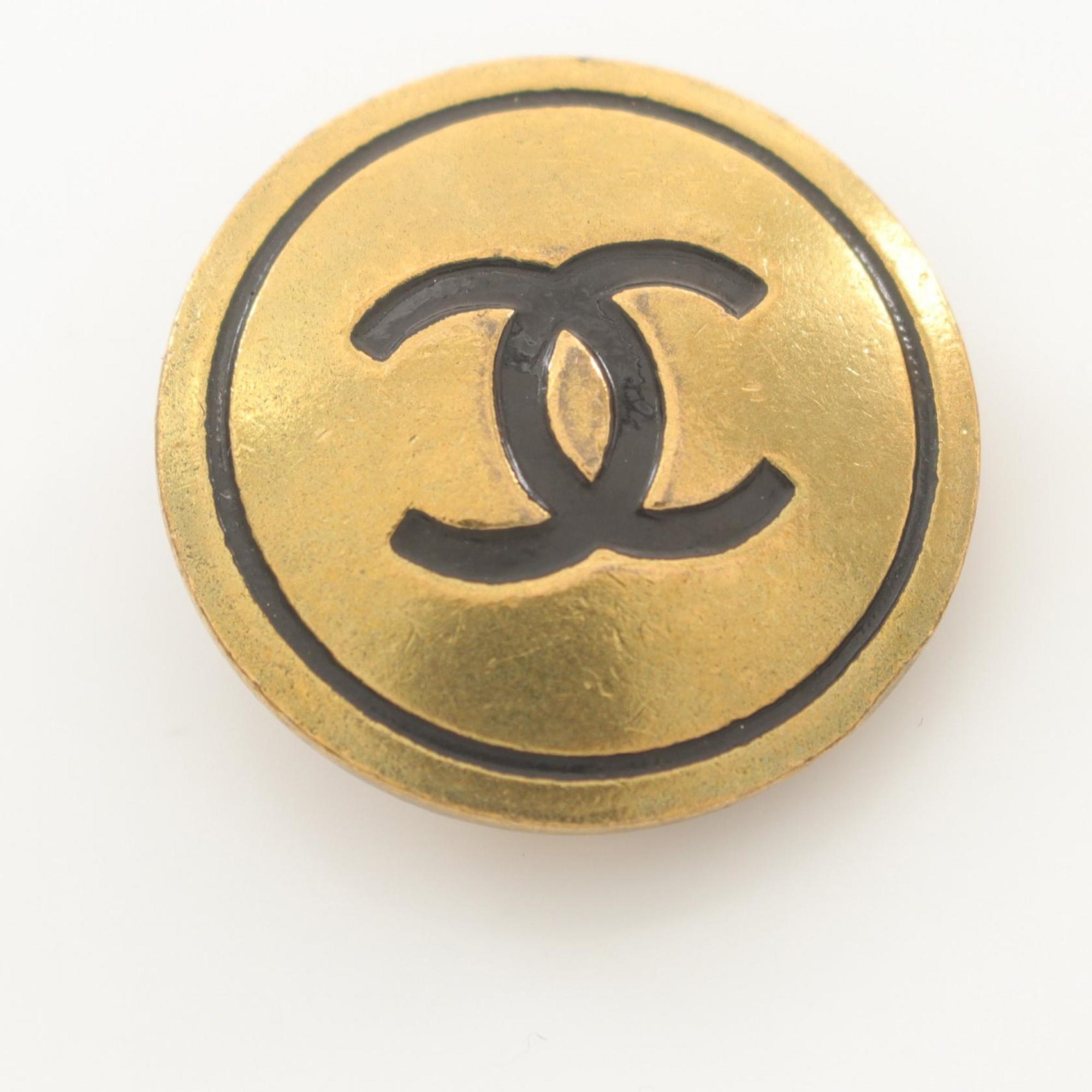 CHANEL Coco Mark Earrings GP (Gold Plated) Women's Gold Black