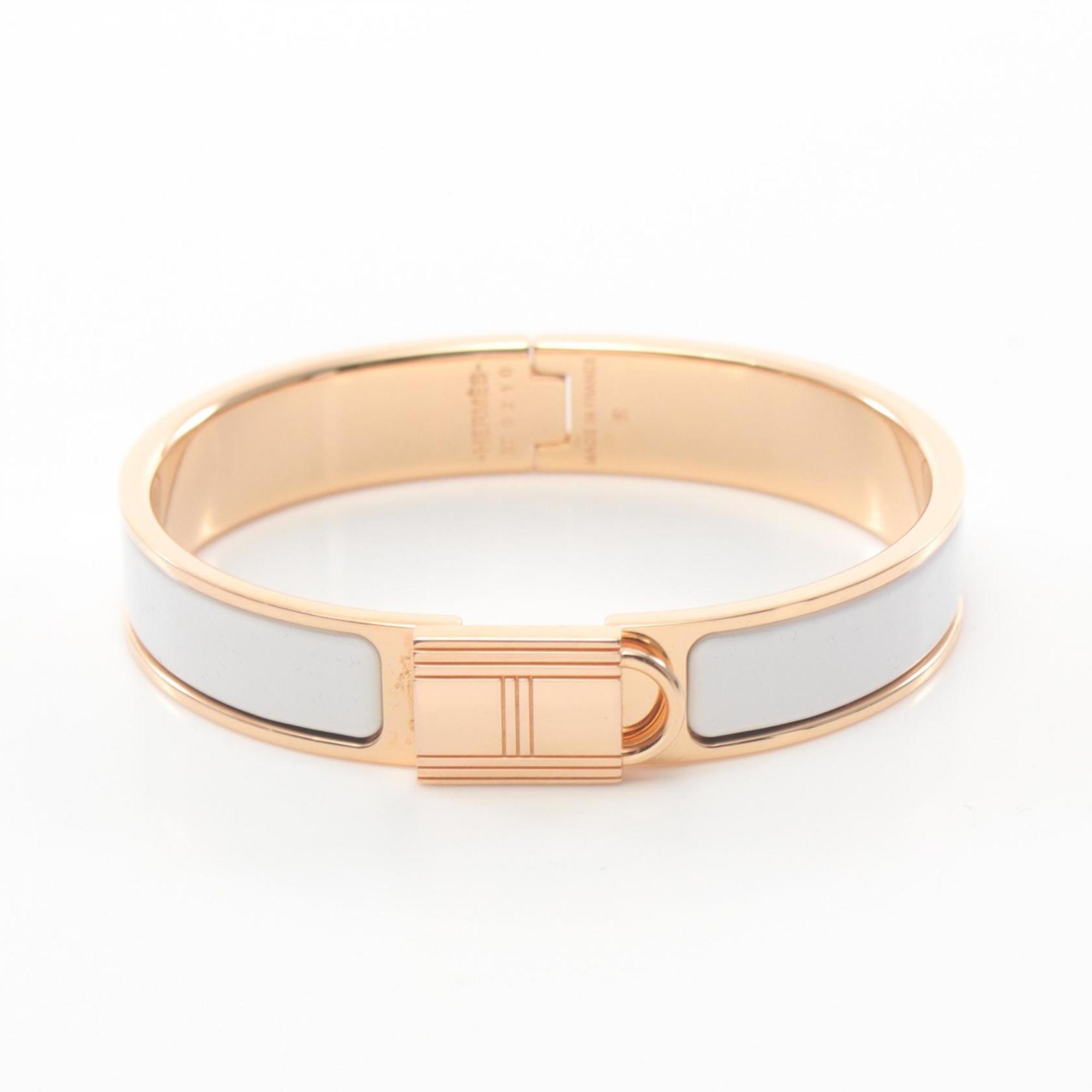 Hermes Click Cadena PM Bangle GP (Gold Plated) Enamel Women's Gold White