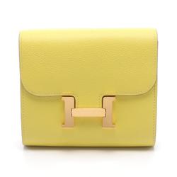 Hermes HERMES Constance Compact Bi-fold Wallet Evercolor Ladies Yellow