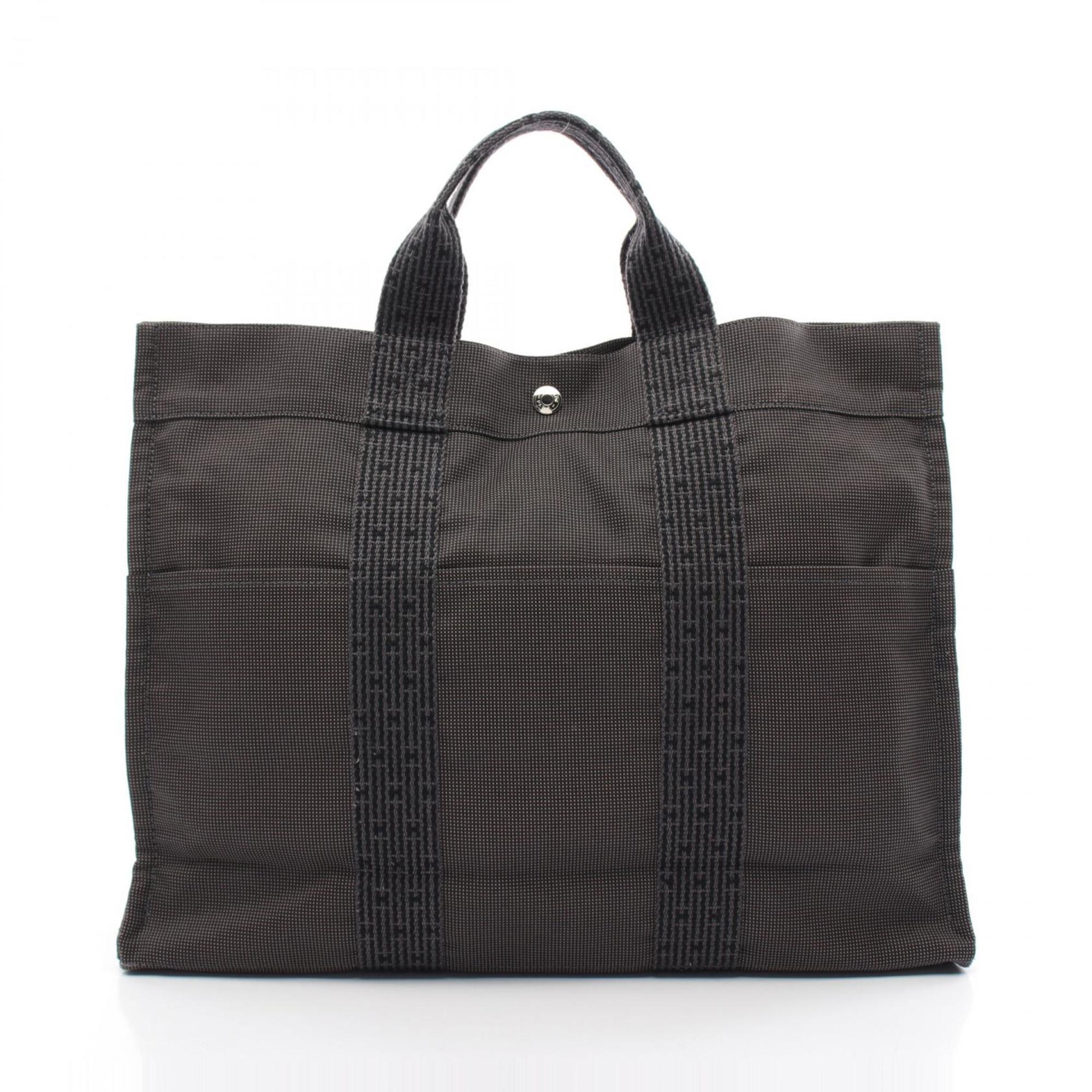 Hermes HERMES Air Line MM Tote Bag Nylon Canvas Men's Women's Gray