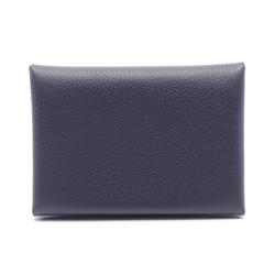 Hermes HERMES Calvi Duo Wallet/Coin Case Wallet Evercolor Women's Navy