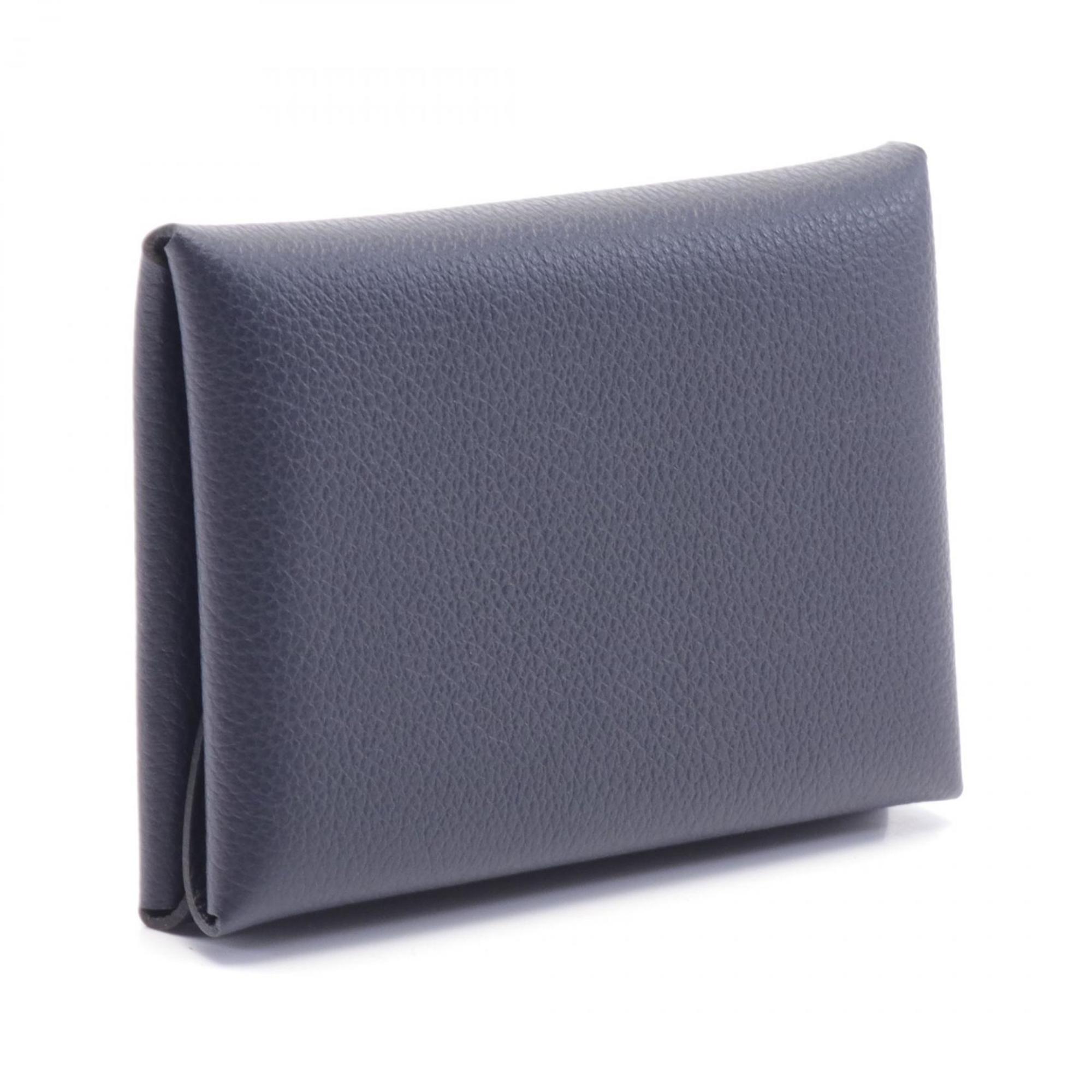 Hermes HERMES Calvi Duo Wallet/Coin Case Wallet Evercolor Women's Navy