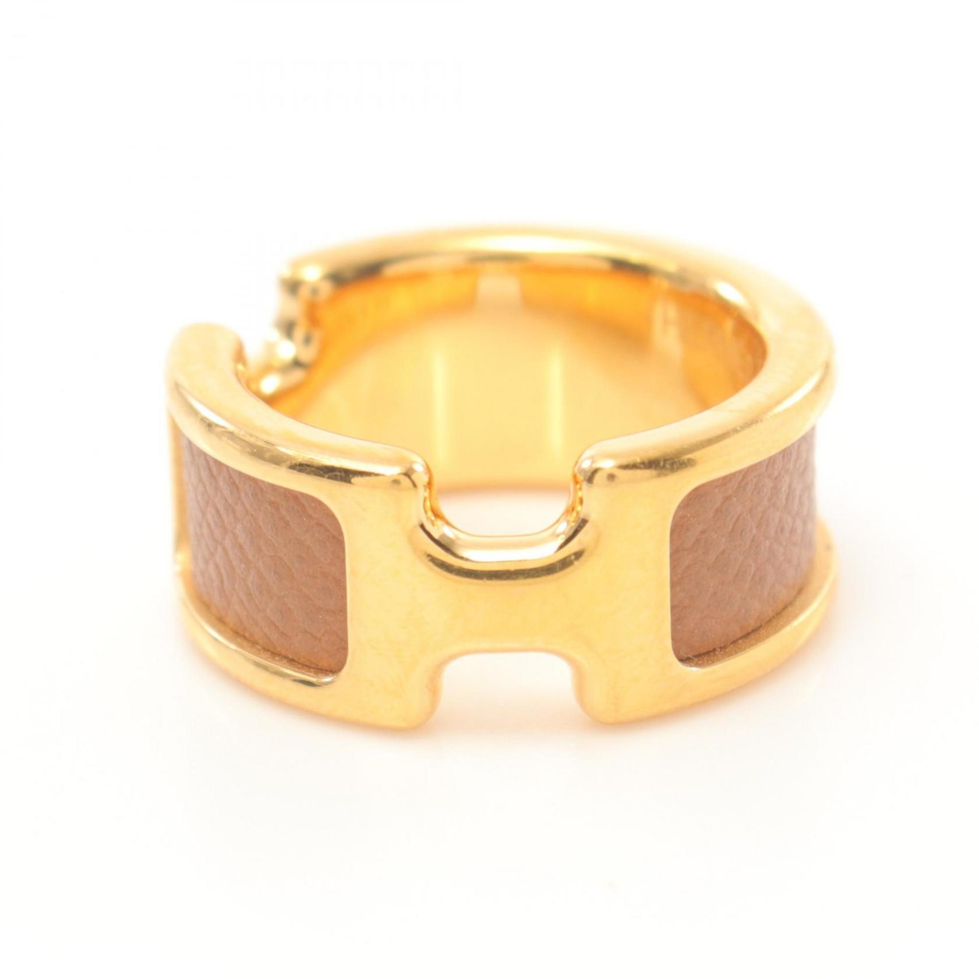 Hermes HERMES Olympe PM Ring GP (Gold Plated) Epsom Leather Women's Gold Brown