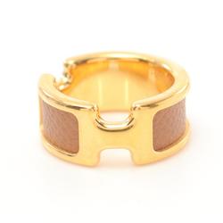 Hermes HERMES Olympe PM Ring GP (Gold Plated) Epsom Leather Women's Gold Brown