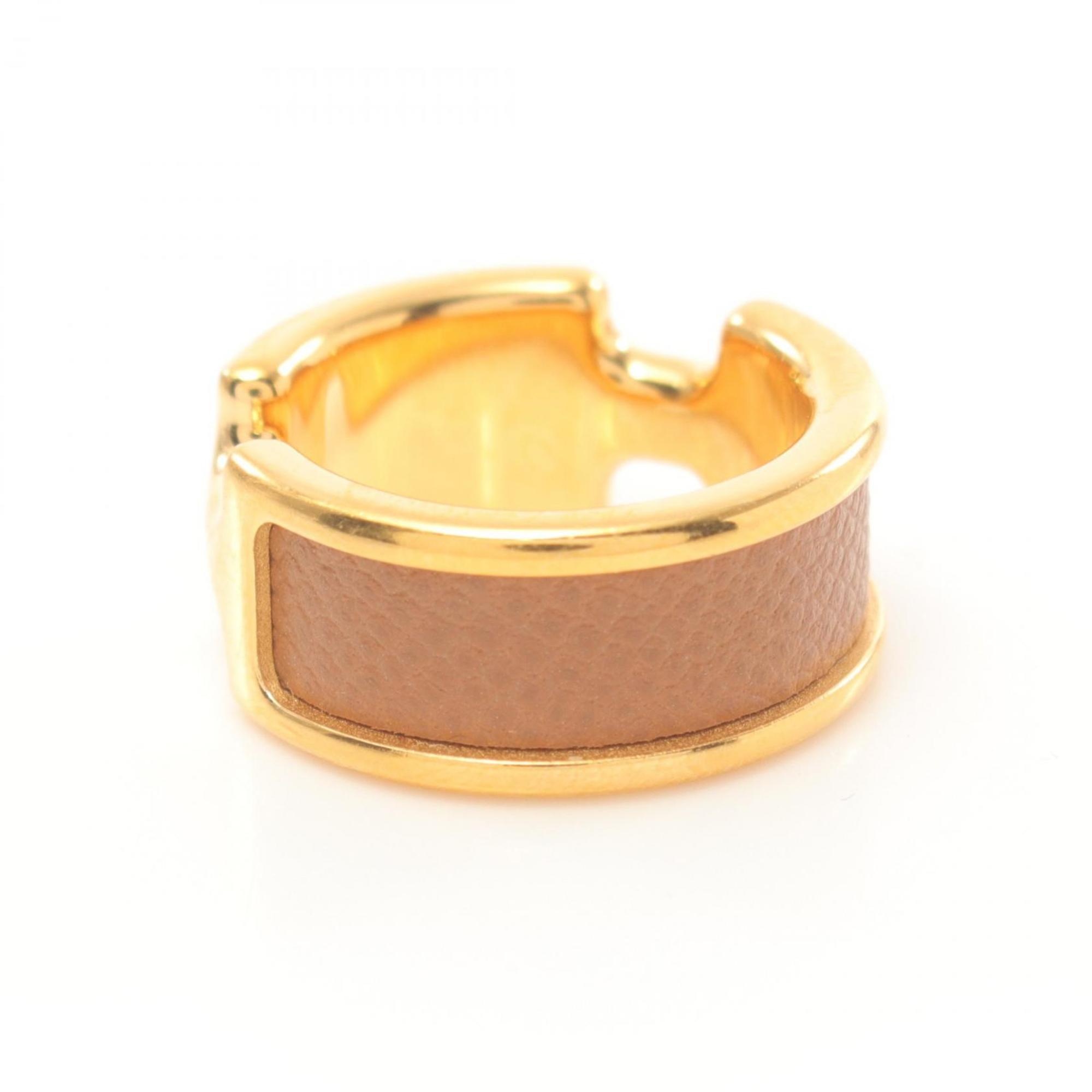 Hermes HERMES Olympe PM Ring GP (Gold Plated) Epsom Leather Women's Gold Brown