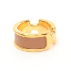 Hermes HERMES Olympe PM Ring GP (Gold Plated) Epsom Leather Women's Gold Brown