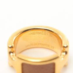 Hermes HERMES Olympe PM Ring GP (Gold Plated) Epsom Leather Women's Gold Brown