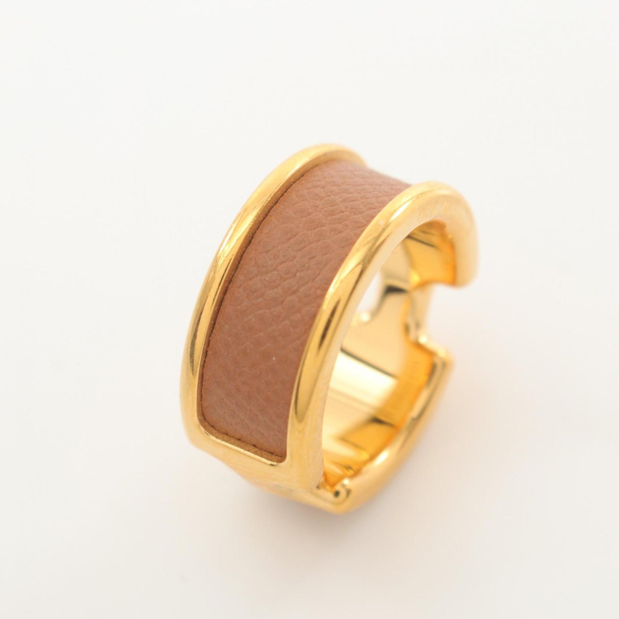 Hermes HERMES Olympe PM Ring GP (Gold Plated) Epsom Leather Women's Gold Brown