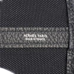 Hermes HERMES Garden GM Tote Bag Leather Toile H Women's Black