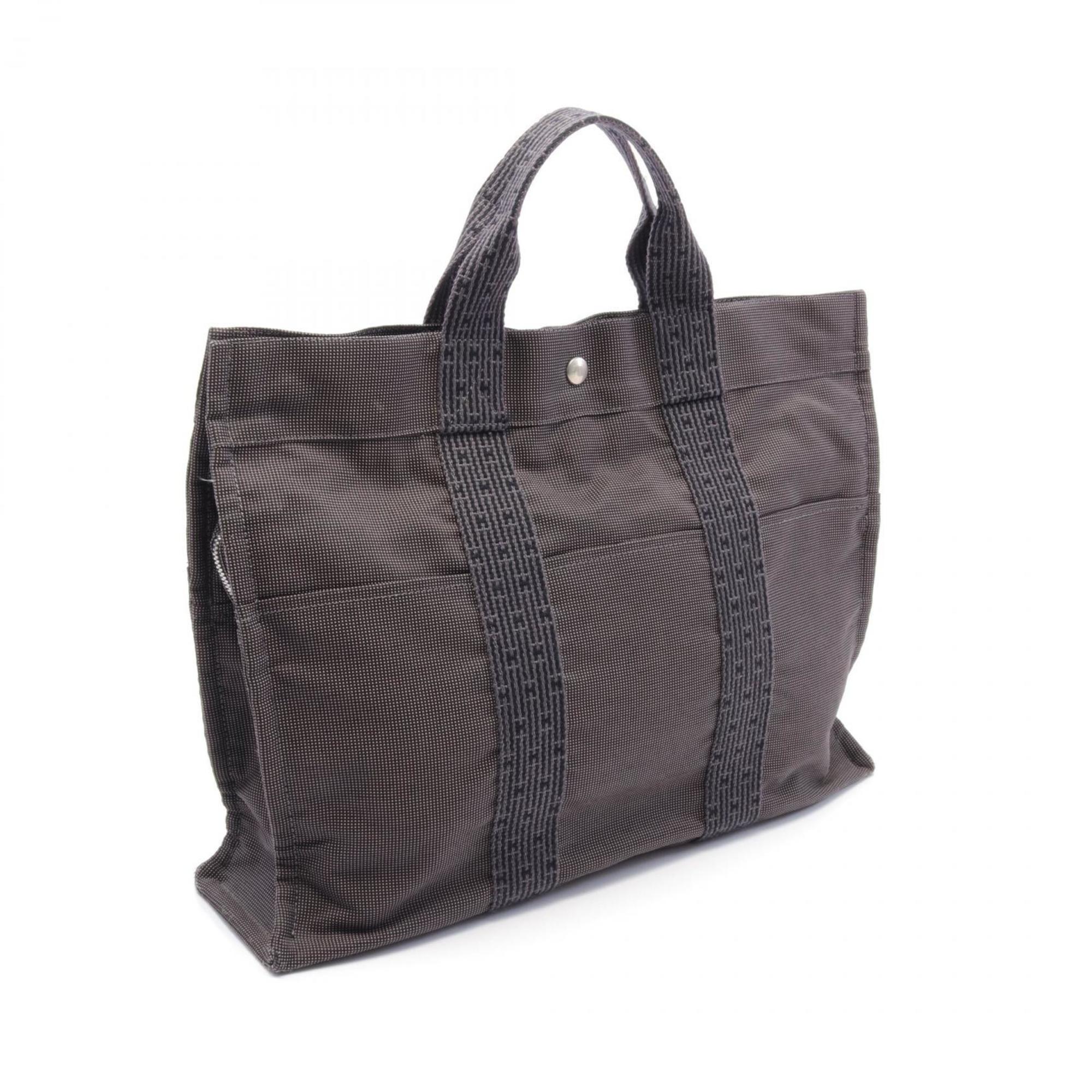 Hermes HERMES Air Line MM Tote Bag Nylon Canvas Men's Women's Gray