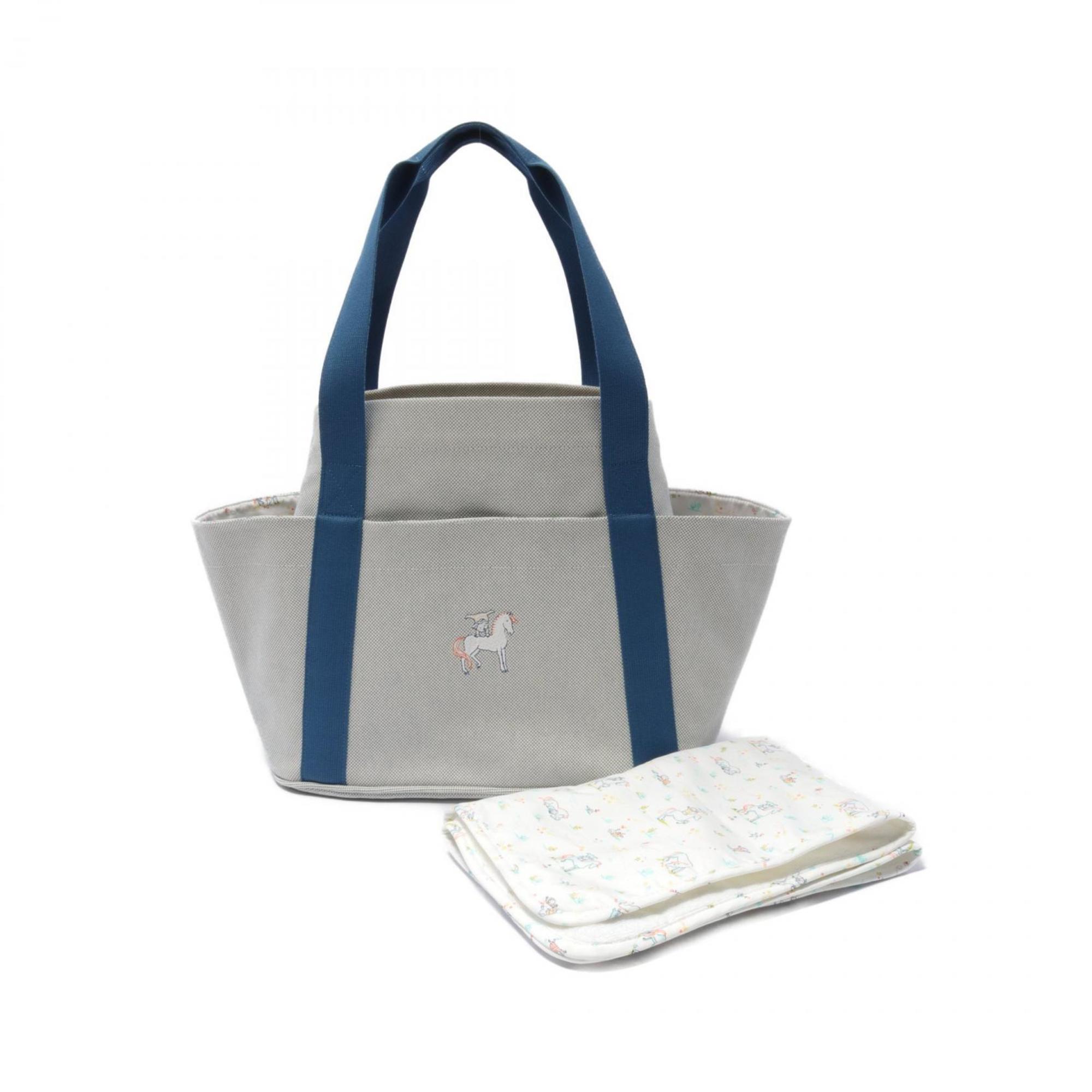 Hermes HERMES Cabriole Mother's Bag Tote Toile H Women's Blue White