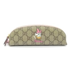 GUCCI Daisy Duck Pencil Case Coated Canvas Leather Women's Beige Pink 662129