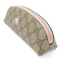 GUCCI Daisy Duck Pencil Case Coated Canvas Leather Women's Beige Pink 662129