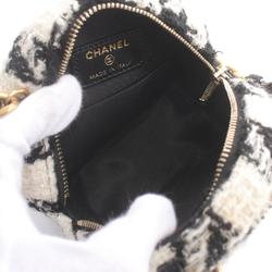 CHANEL Chanel 19 Shoulder Bag Fabric Leather Women's White Black