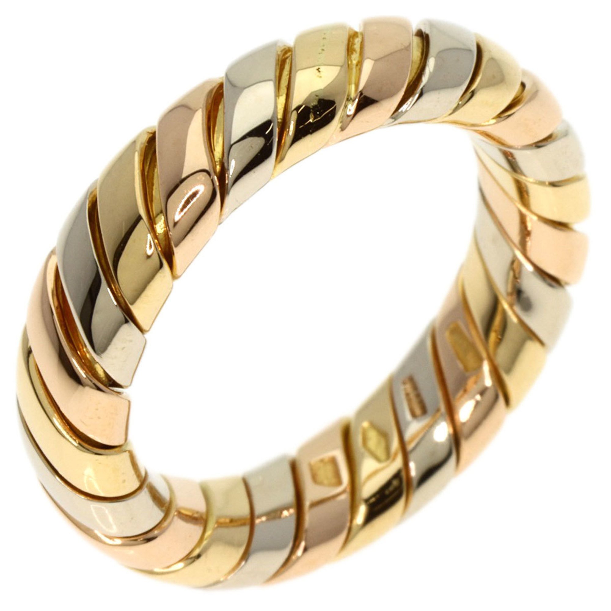 BVLGARI Tubogas Ring, 18K Yellow Gold, 18PG, 18WG, Women's