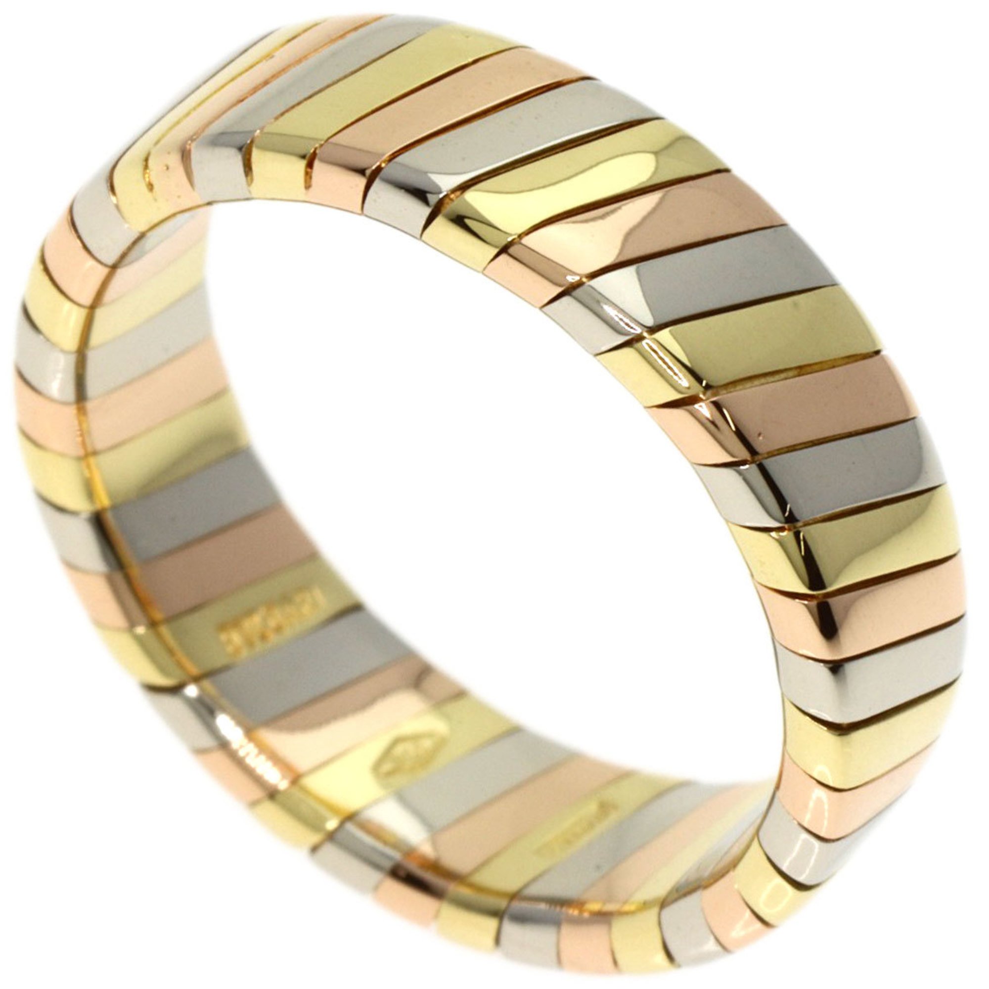 BVLGARI Tubogas Ring, 18K Yellow Gold, 18PG, 18WG, Women's