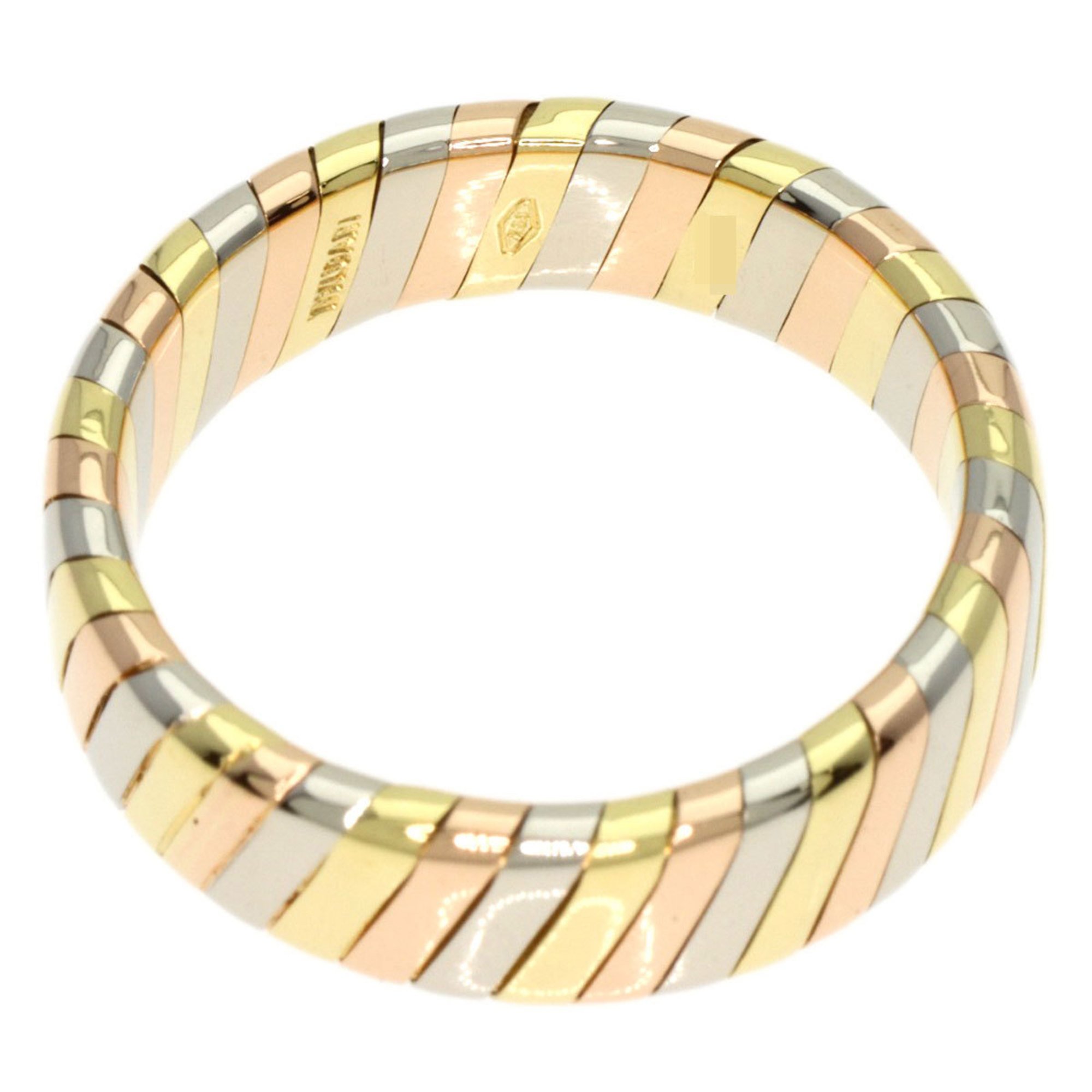 BVLGARI Tubogas Ring, 18K Yellow Gold, 18PG, 18WG, Women's