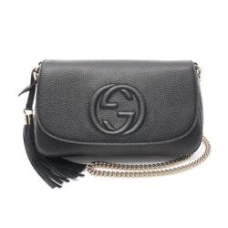 GUCCI Soho Interlocking G Shoulder Bag Leather Women's Black 536224