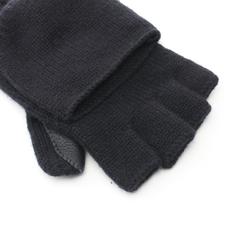 Hermes HERMES Serie Button Gloves Clothing Leather Cashmere Women's Navy