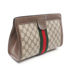 Gucci Old GG Plus Sherry Line Second Bag Clutch Coated Canvas Leather Men's Women's Beige Multicolor 89-01-002