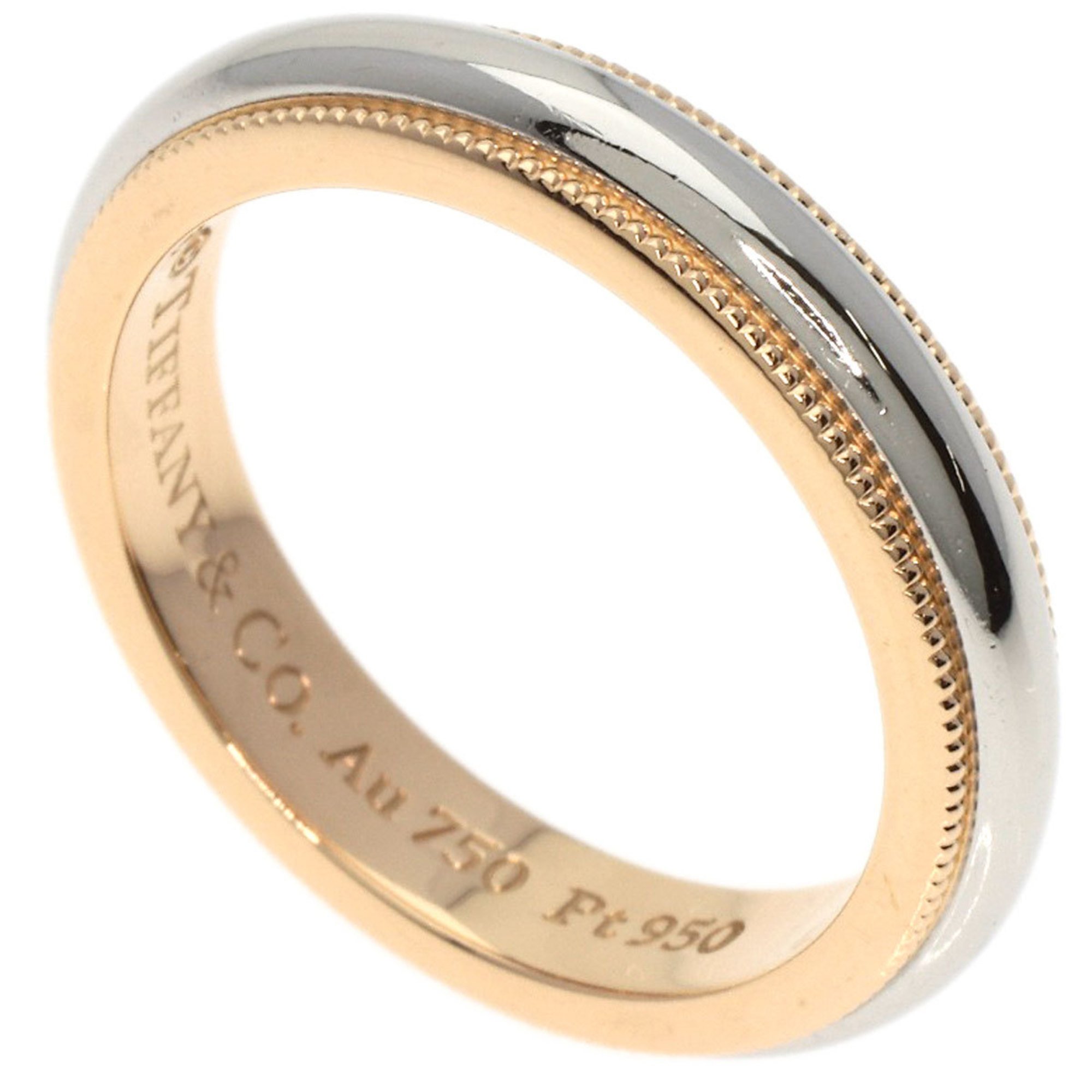 Tiffany & Co. Milgrain Ring, 18K Pink Gold, PT950, Women's, TIFFANY