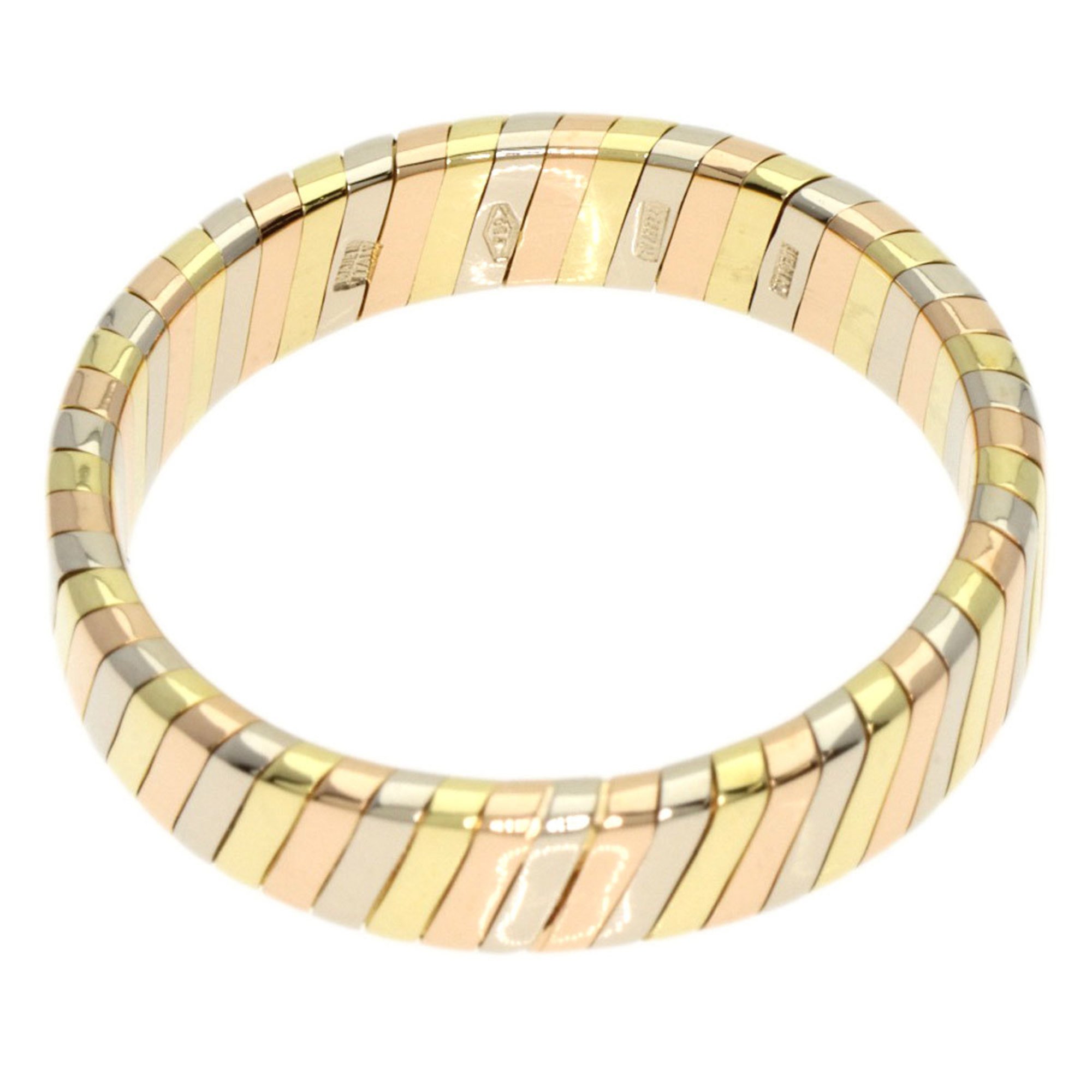 BVLGARI Tubogas Ring, 18K Yellow Gold, 18PG, 18WG, Women's