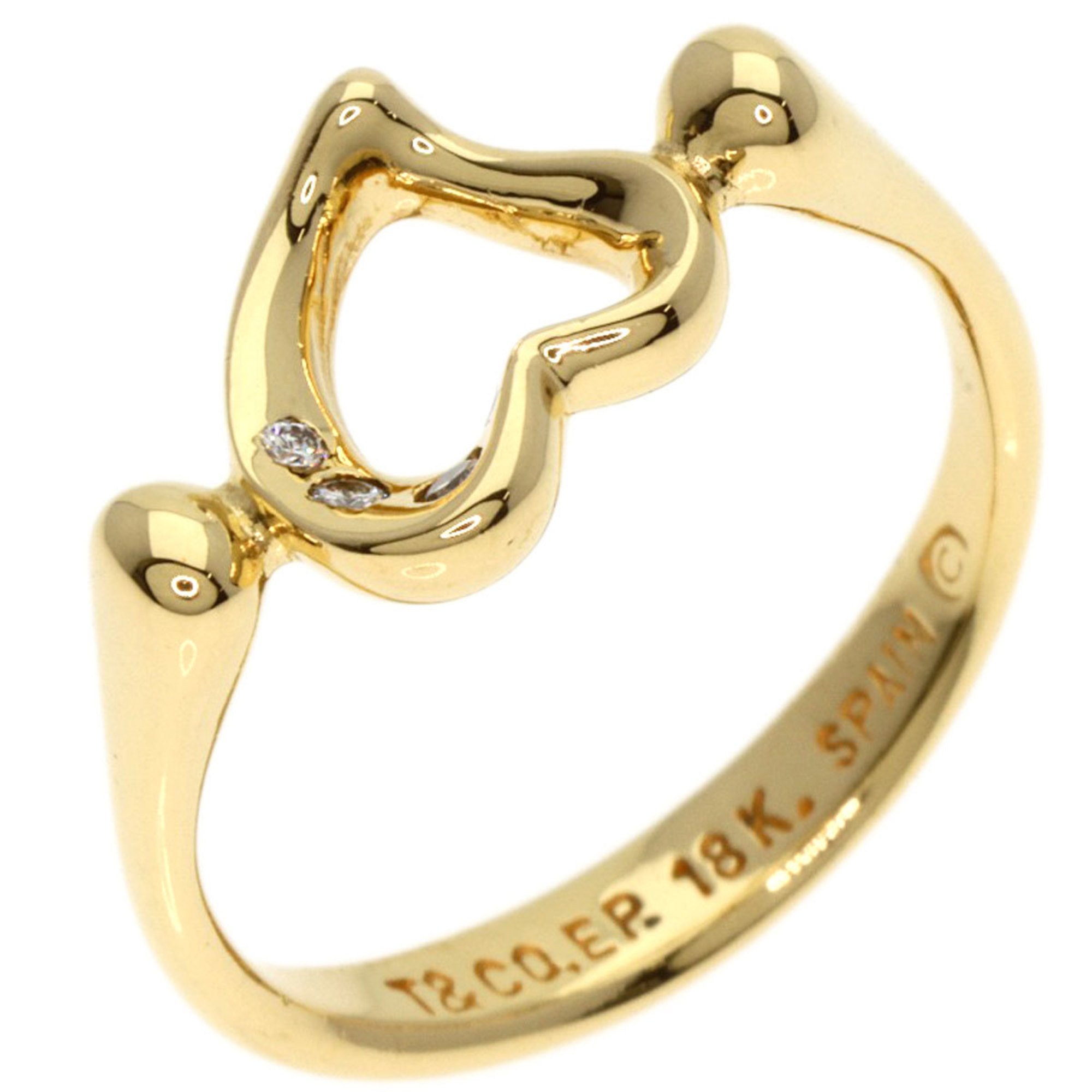 Tiffany & Co. Heart 3P Diamond Ring, 18K Yellow Gold, Women's, TIFFANY